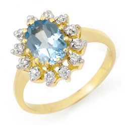 Genuine 1.51 ctw Blue Topaz & Diamond Ring Yellow Gold