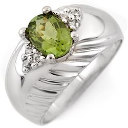 Genuine 1.15ctw Green Tourmaline & Diamond Ring Gold
