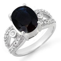 Genuine 5.25 ctw Sapphire & Diamond Ring 10K White Gold