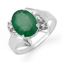 Genuine 2.32 ctw Emerald & Diamond Ring 14K White Gold