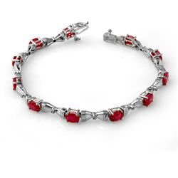 Genuine 7.11 ctw Ruby & Diamond Bracelet White Gold