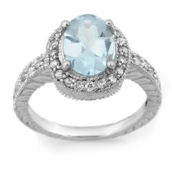 Genuine 2.90 ctw Aquamarine & Diamond Ring 14K Gold