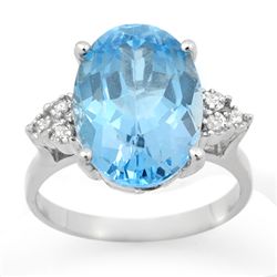 Genuine 6.20 ctw Blue Topaz & Diamond Ring White Gold