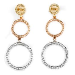 Natural 2.0 ctw Diamond Earrings 14K Multi tone Gold