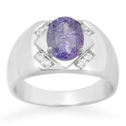 Genuine 2.80 ctw Tanzanite & Diamond Men's Ring 10K Gold