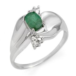 Genuine 0.39 ctw Emerald & Diamond Ring 10K White Gold
