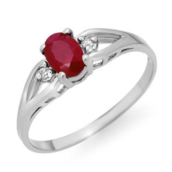 Genuine 0.77 ctw Ruby & Diamond Ring 10K White Gold