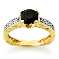 Natural 1.85 ctw Black Diamond Ring 14K Yellow Gold