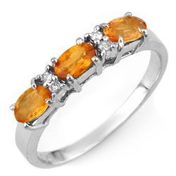 Genuine 1.33 ctw Orange Sapphire & Diamond Ring 10K White Gold
