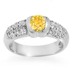 Genuine 1.33 ctw Yellow Sapphire & Diamond Ring 14k Gold