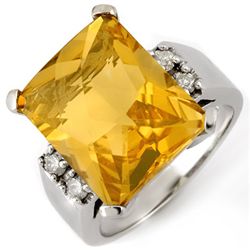 Genuine 10.88 ctw Citrine & Diamond Ring 10K White Gold