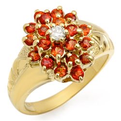 Genuine 1.39ctw Red Sapphire & Diamond Ring Yellow Gold