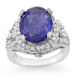 Genuine 8.15ct Tanzanite & Diamond Ring 14K White Gold