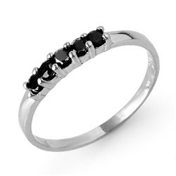 Natural 0.25 ctw Black Diamond Ring 10K White Gold