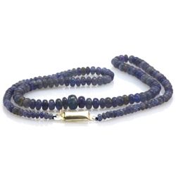 Natural Tanzanite Smooth Faceted Round Gradual Beads Necklace Gemstone 71.75ctw with brass clasp