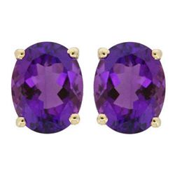 Genuine 1.25 ctw Oval Amethyst Stud Earrings 14kt Gold-Yellow