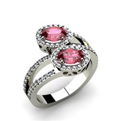 Garnet 1.43 ctw & Diamond Ring 18kt W/Y  Gold