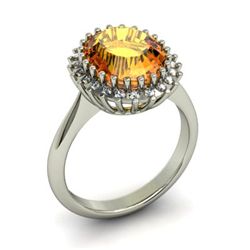 Citrine  4.42 ctw & Diamond Ring 18kt W/Y  Gold