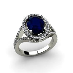 Sapphire 3.73 ctw & Diamond Ring 18kt W/Y  Gold