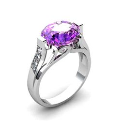 Genuine 4.59 ctw Amethyst Ring 14kt White or Yellow Gold