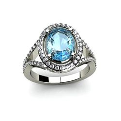 Topaz 4.08 ctw & Diamond Ring 14kt W/Y  Gold