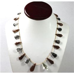 126.64 ctw Natural Smoke Quartz Bead Necklace with brass clasp