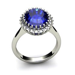 Sapphire 6.22 ctw & Diamond Ring 18kt W/Y  Gold