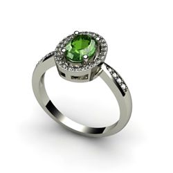 Tourmaline 1.43 ctw & Diamond Ring 18kt W/Y  Gold