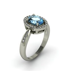 Aqua Marine 1.35 ctw & Diamond Ring 14kt W/Y  Gold