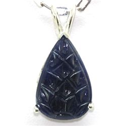 925 Sterling Silver  Sapphire 9.70 ctw Carving Sapphire Design Pendant