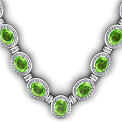 38.60 ctw Peridot & Diamond Necklace 925 Sterling Silver