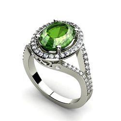 Tourmaline 3.48 ctw & Diamond Ring 18kt W/Y  Gold