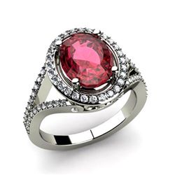 Garnet 3.38 ctw & Diamond Ring 18kt W/Y  Gold