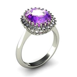 Amethyst  4.72 ctw & Diamond Ring 18kt W/Y  Gold