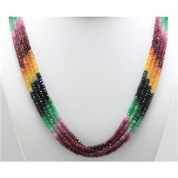 Genuine Designer Multi Color 4 Strand Multi Precious Micro Faceted Roundel 3mm approximate, 140.80ct