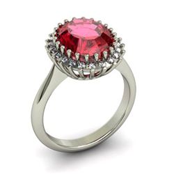 Garnet 5.22 ctw & Diamond Ring 18kt W/Y  Gold