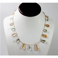 89.70  ctw Natural Smoke Quartz Bead Necklace with brass clasp