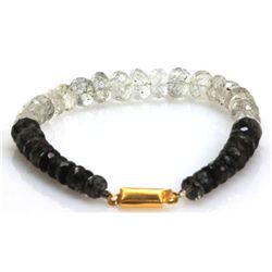 Natural Black Rutile and Tourmalated Quartz Faceted Graduated  Briolettes Bracelet 104.37ctw approxi
