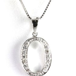 Genuine 0.14 ctw Alphabet Initial Letter O Diamond Necklace 16" 14kt Gold-White