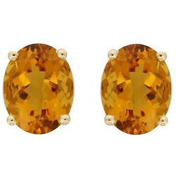 Genuine 2.50 ctw Citrine Oval Stud Earrings 14kt Gold-White