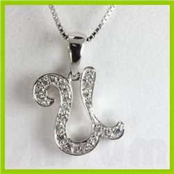 Genuine 0.15 ctw Alphabet Initial Letter U Diamond Necklace 16  14kt Gold-White