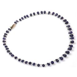 Natural Tanzanite Smooth Teardrop Beads Stringing Necklace Gemstones 80.25ctw with brass clasp