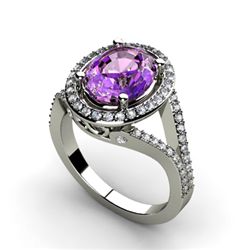 Amethyst 2.98 ctw & Diamond Ring 18kt W/Y  Gold