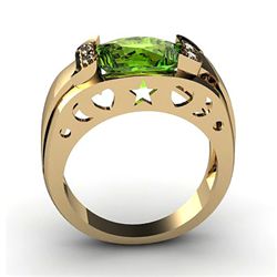 Genuine 3.85 ctw Peridot Ring 14kt Yellow or White Gold 4g,  RS 7