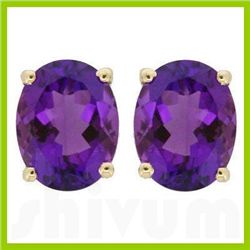 Genuine 1.25 ctw Oval Amethyst Stud Earrings 14kt Gold-Yellow