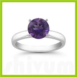 Genuine 2.0 ctw Amethyst Solitaire Ring 14kt Gold-White