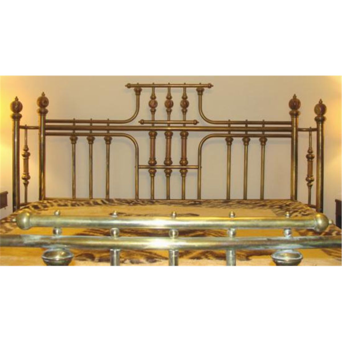 Vintage Brass & Marble Poster Bed King Size Frame