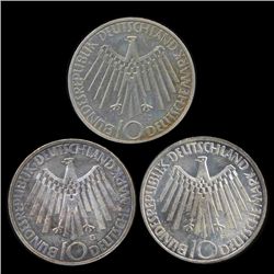 1972G/J/F Germany Silver 10 Mark MS63/64 3 Pcs (COI-8554)