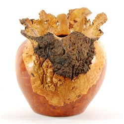 Rare Afzelia Burl Hand Carved Vase (DEC-067)