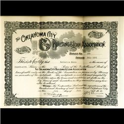 1920s Oklahoma City S&L Stock Certif. RARE (CUR-06406)